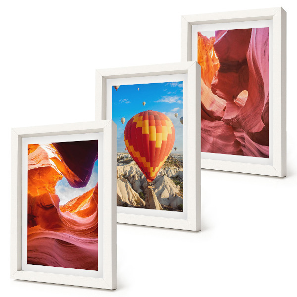 Mur de cadres Paysages de gorges désertiques et vol en montgolfière