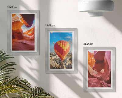Mur de cadres Paysages de gorges désertiques et vol en montgolfière