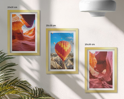 Mur de cadres Paysages de gorges désertiques et vol en montgolfière