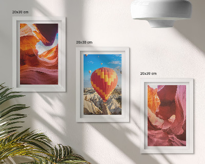 Mur de cadres Paysages de gorges désertiques et vol en montgolfière