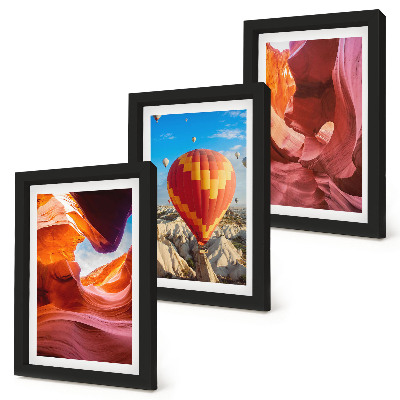 Mur de cadres Paysages de gorges désertiques et vol en montgolfière