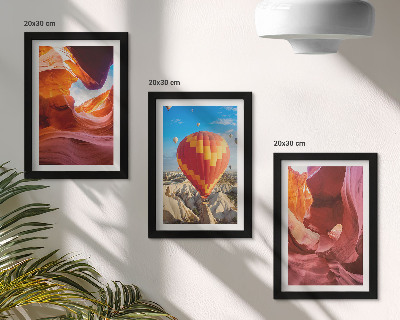 Mur de cadres Paysages de gorges désertiques et vol en montgolfière