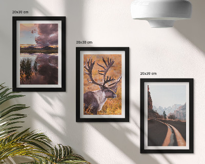 Lot de 3 tableaux Paysages de montagne avec des rennes et une route en pleine nature