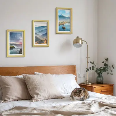 Ensemble de 3 tableaux représentant des paysages de montagne et des cascades