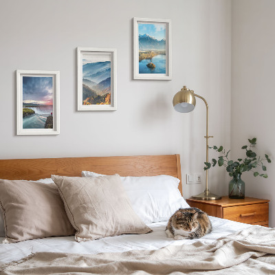 Ensemble de 3 tableaux Paysages de montagne pittoresques et cascades dans la nature
