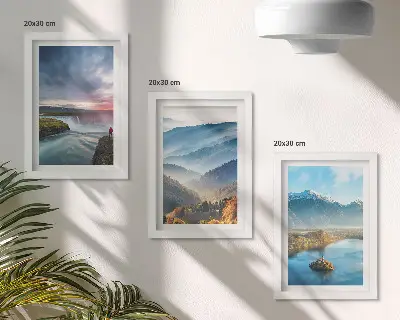 Ensemble de 3 tableaux représentant des paysages de montagne et des cascades