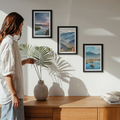Ensemble de 3 tableaux Paysages de montagne pittoresques et cascades dans la nature