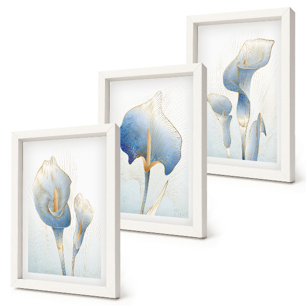 Mur de cadres Délicates fleurs bleues sur fond clair