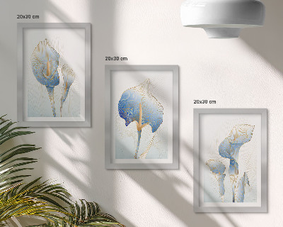 Mur de cadres Délicates fleurs bleues sur fond clair