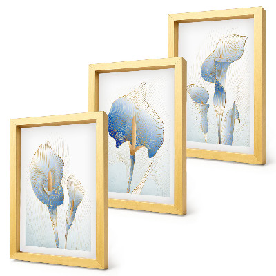 Mur de cadres Délicates fleurs bleues sur fond clair