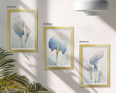 Mur de cadres Délicates fleurs bleues sur fond clair
