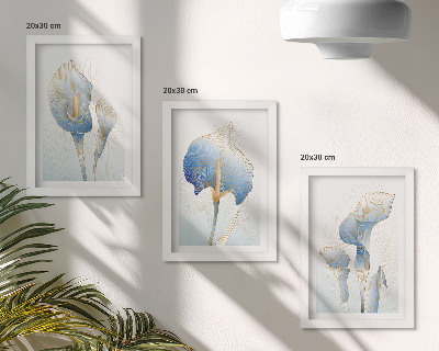 Mur de cadres Délicates fleurs bleues sur fond clair