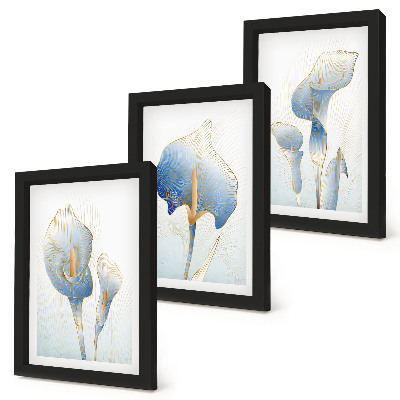 Mur de cadres Délicates fleurs bleues sur fond clair