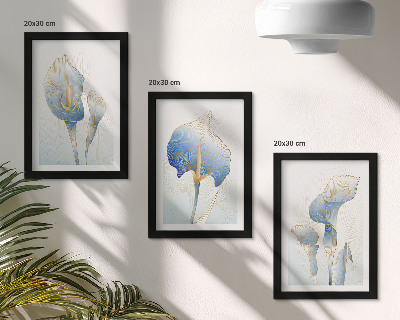 Mur de cadres Délicates fleurs bleues sur fond clair