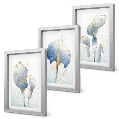 Mur de cadres Délicates fleurs bleues sur fond clair