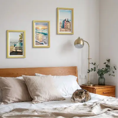Tableau triptyque Vacances à Miami coucher de soleil sur la mer