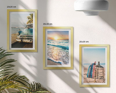 Lot de 3 tableaux Vacances à Miami, coucher de soleil sur la mer