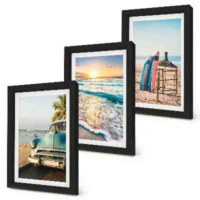 Tableau triptyque Vacances à Miami coucher de soleil sur la mer