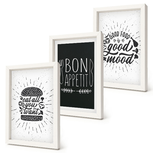 Ensemble de 3 tableaux Graphiques avec des slogans alimentaires et culinaires
