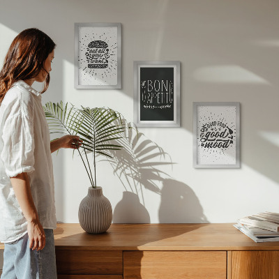 Ensemble de 3 tableaux Graphiques avec des slogans alimentaires et culinaires