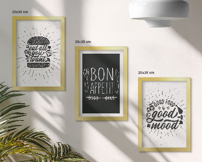 Ensemble de 3 tableaux Graphiques avec des slogans alimentaires et culinaires