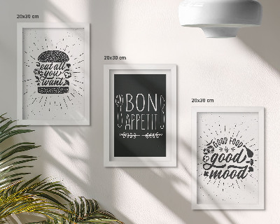 Ensemble de 3 tableaux Graphiques avec des slogans alimentaires et culinaires