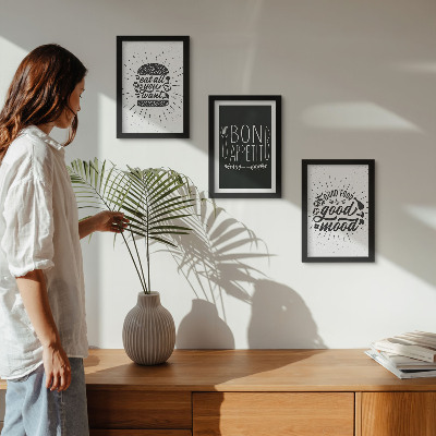 Ensemble de 3 tableaux Graphiques avec des slogans alimentaires et culinaires