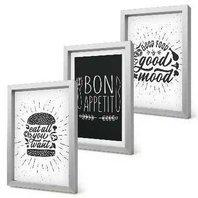 Ensemble de 3 tableaux Graphiques avec des slogans alimentaires et culinaires
