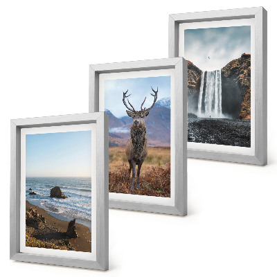 Mur de cadres Paysages de montagne avec une cascade, un cerf et une plage