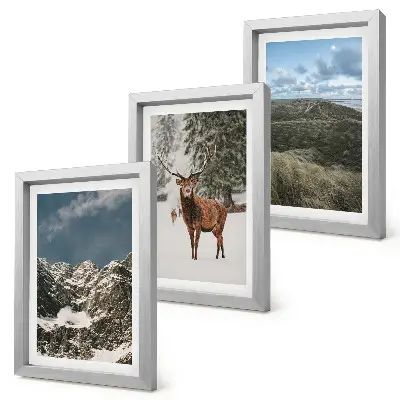 Lot de 3 tableaux représentant des montagnes enneigées et des cerfs dans la forêt