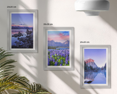 Mur de cadres Paysages de montagne avec eau, ciel et un champ de fleurs