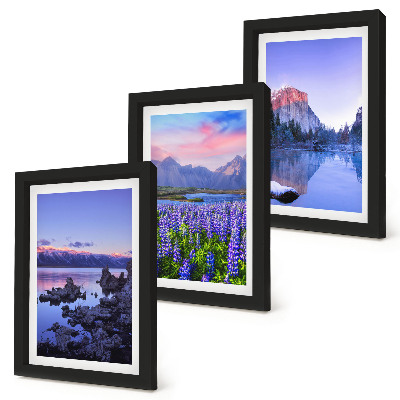 Mur de cadres Paysages de montagne avec eau, ciel et un champ de fleurs