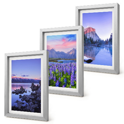 Mur de cadres Paysages de montagne avec eau, ciel et un champ de fleurs