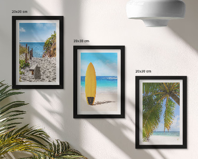 Lot de 3 tableaux Vues de vacances sur la plage, les vagues et les palmiers sous les tropiques