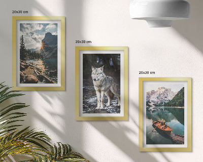Lot de 3 tableaux Montagnes, lacs et un loup dans un cadre naturel