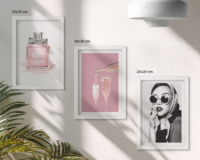 Mur de cadres Accessoires féminins élégants dans des tons de rose