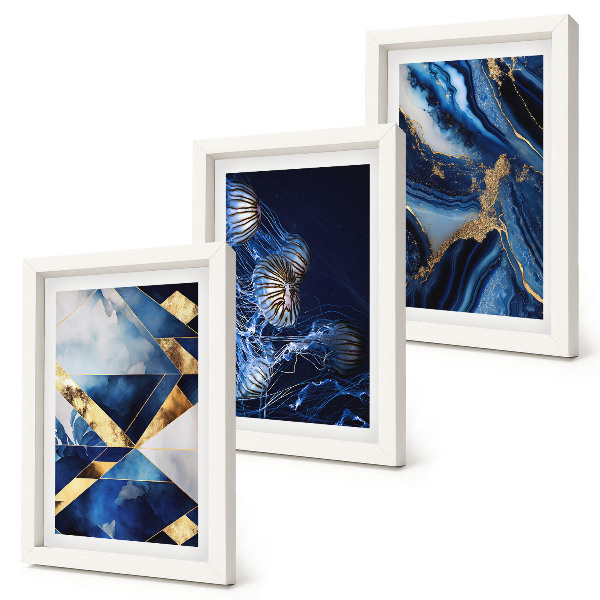 Lot de 3 tableaux Motifs abstraits élégants avec accents