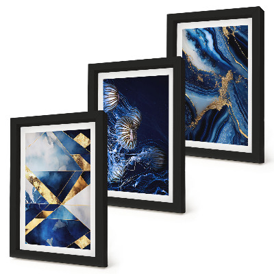 Lot de 3 tableaux Motifs abstraits élégants avec accents