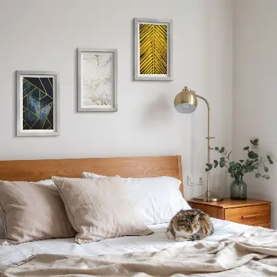 Mur de cadres à motifs géométriques modernes et végétaux naturels
