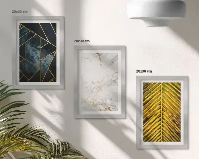 Mur de cadres à motifs géométriques modernes et végétaux naturels