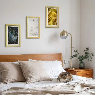 Mur de cadres à motifs géométriques modernes et végétaux naturels