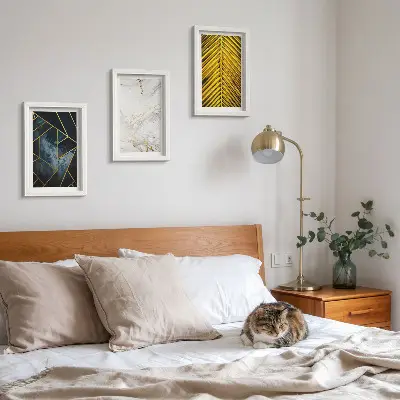 Mur de cadres à motifs géométriques modernes et végétaux naturels