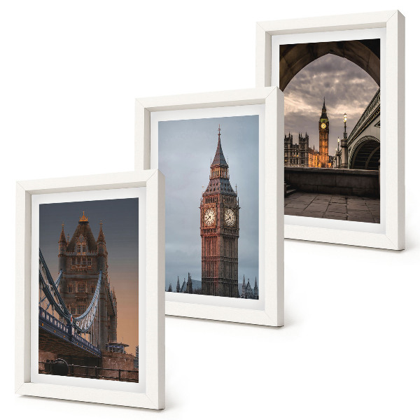 Ensemble de 3 tableaux Vues de Londres avec le pont et Big Ben
