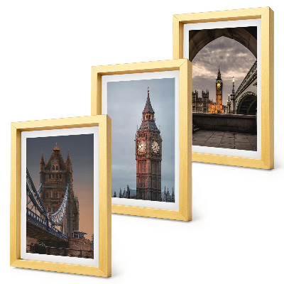 Ensemble de 3 tableaux Vues de Londres avec le pont et Big Ben