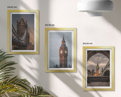 Ensemble de 3 tableaux Vues de Londres avec le pont et Big Ben