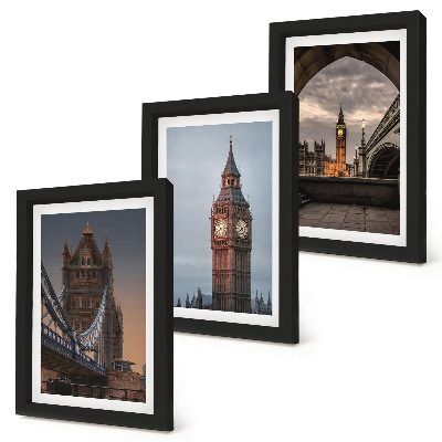 Ensemble de 3 tableaux Vues de Londres avec le pont et Big Ben