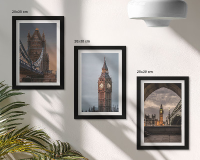 Ensemble de 3 tableaux Vues de Londres avec le pont et Big Ben
