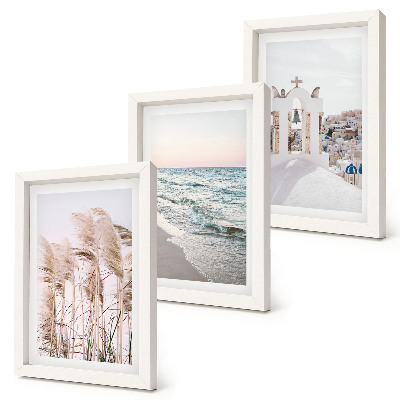Mur de cadres Plantes de bord de mer, vagues, vue sur les maisons blanches