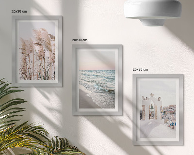 Mur de cadres Plantes de bord de mer, vagues, vue sur les maisons blanches