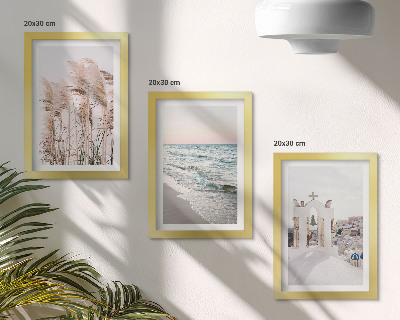 Mur de cadres Plantes de bord de mer, vagues, vue sur les maisons blanches